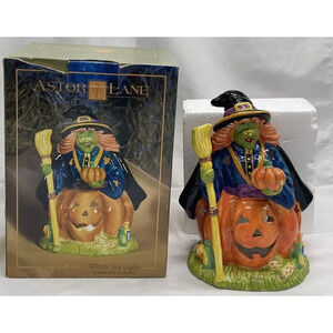 ASTOR LANE Witch Pumpkin Tealight Halloween Figurine Votive Ceramic Figurine 8”